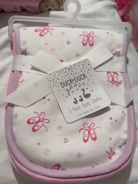 Duck Duck Goose Pink Ballet Burp Cloths - 3 Pack